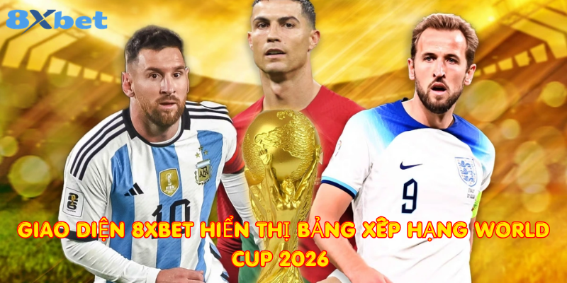 Giao diện 8xbet hiển thị bảng xếp hạng World Cup 2026